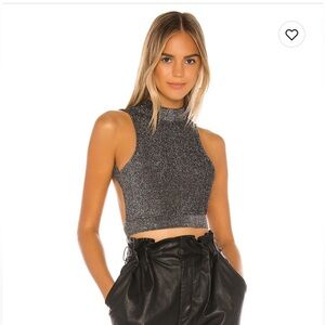 REVOLVE - Sophie Open Back Top in Silver